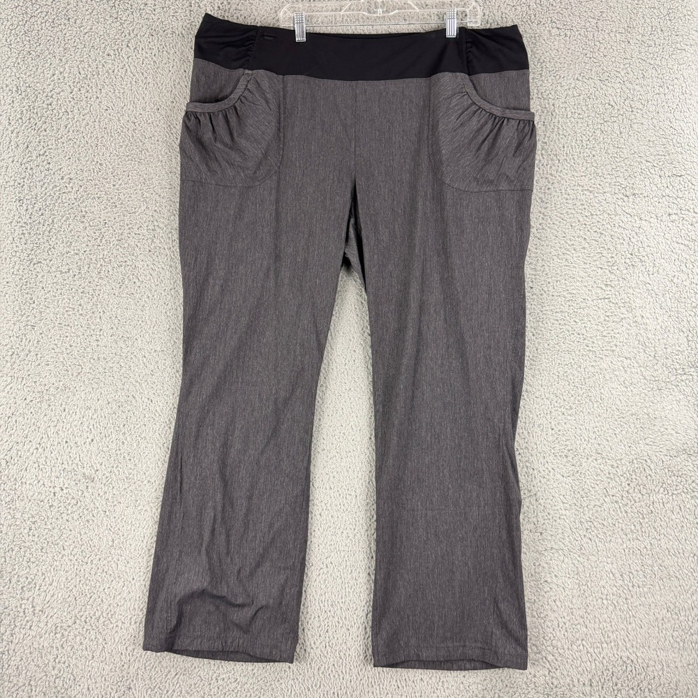 Prana Active Pants Womens 3X Plus Gray Heathered Straight Leg Performance